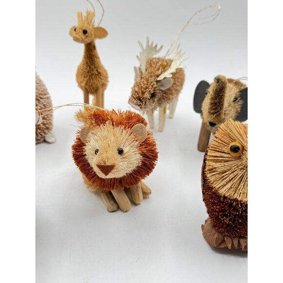8 Buri Bristle Brush Christmas Animal Ornaments Elephants Owl Dog Lion & Other - Picture 3 of 4
